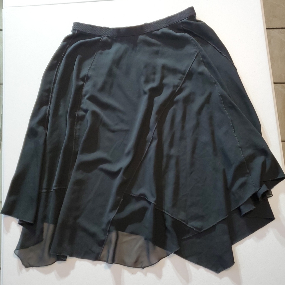 Sz 6P Whimsigoth Witchy Black Asymmetrical Layered Flow Skirt Back Zipper